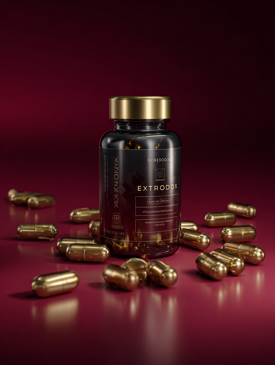 Extrodox - supliment natural în capsule pentru îmbunătățirea circulației sanguine și susținerea funcțiilor fiziologice masculine, ambalaj premium cu 60 de capsule